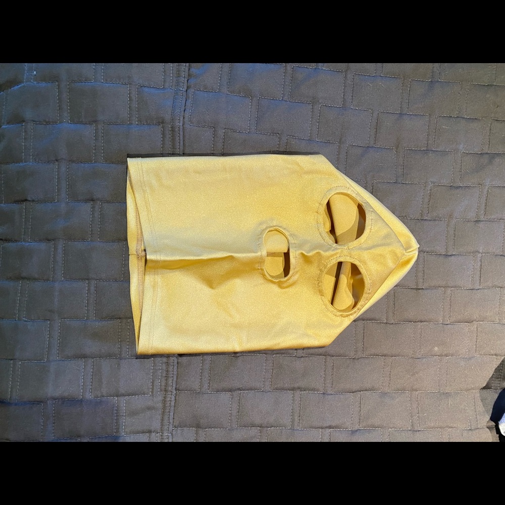 Skinfit spandex hood- gold. Brand new